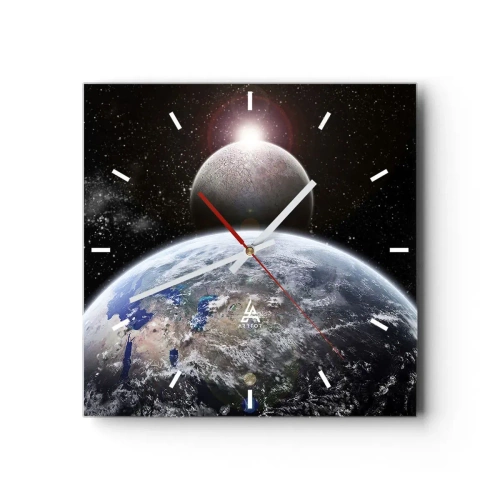 Horloge murale - Pendule murale - Paysage cosmique - lever de soleil - 40x40 cm