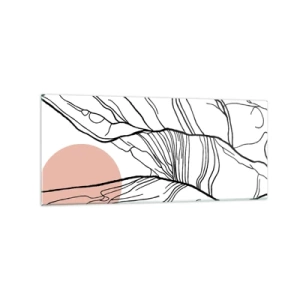 Impression sur verre - Image sur verre - Lignes minimalistes avec un accent géométrique - 120x50cm - Dans un réseau de brindilles - Décoration murale moderne pour le salon et la chambre ARTTOR