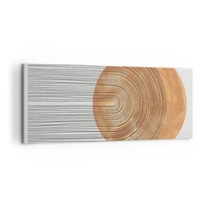 Impression sur toile - Image sur toile - Composition géométrique avec des cercles et des lignes aux couleurs chaudes. - 120x50cm - Composition solaire - Décoration murale moderne pour le salon et la chambre ARTTOR