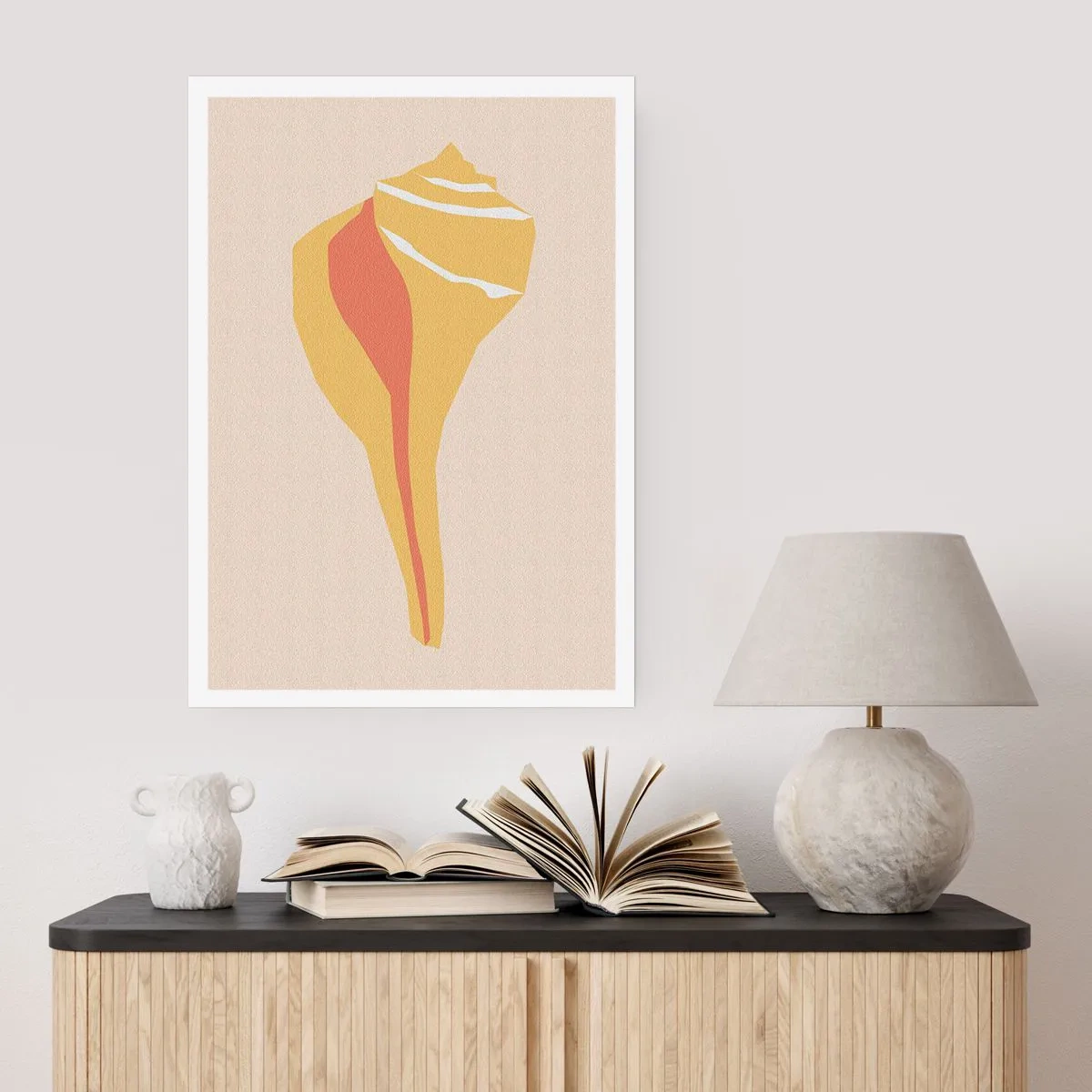 Affiche - Poster - Graphiques de coquille minimalistes aux couleurs chaudes - 50x70cm - Abstraction organique – croissance - Décoration murale moderne pour le salon et la chambre ARTTOR