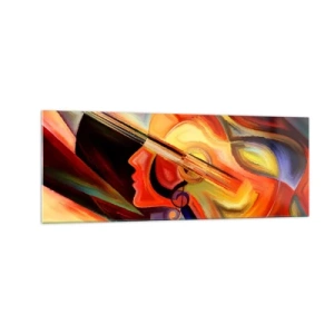 Impression sur verre - Image sur verre - Abstraction colorée inspirée de la musique et de la guitare - 140x50cm - Tout va bien - Décoration murale moderne pour le salon et la chambre ARTTOR