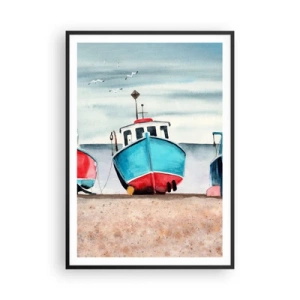 Affiche dans un cadre noir - Poster - Prêt pour la pêche - 70x100 cm