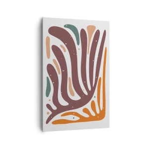 Impression sur toile - Image sur toile - Motif organique aux lignes rayonnantes dans des tons chauds - 80x120cm - Composition organique rayonnante - Décoration murale moderne pour le salon et la chambre ARTTOR