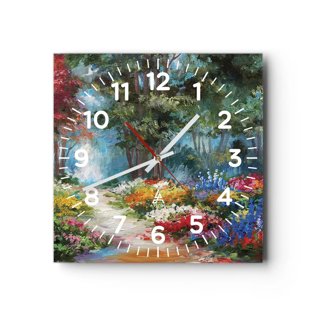 Horloge murale - Pendule murale - Jardin forestier, forêt de fleurs - 40x40 cm
