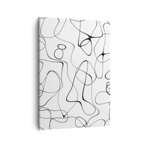 Impression sur toile - Image sur toile - Lignes noires abstraites sur fond blanc dans un style minimaliste - 50x70cm - Le chemin de la vie, les voies du hasard - Décoration murale moderne pour le salon et la chambre ARTTOR