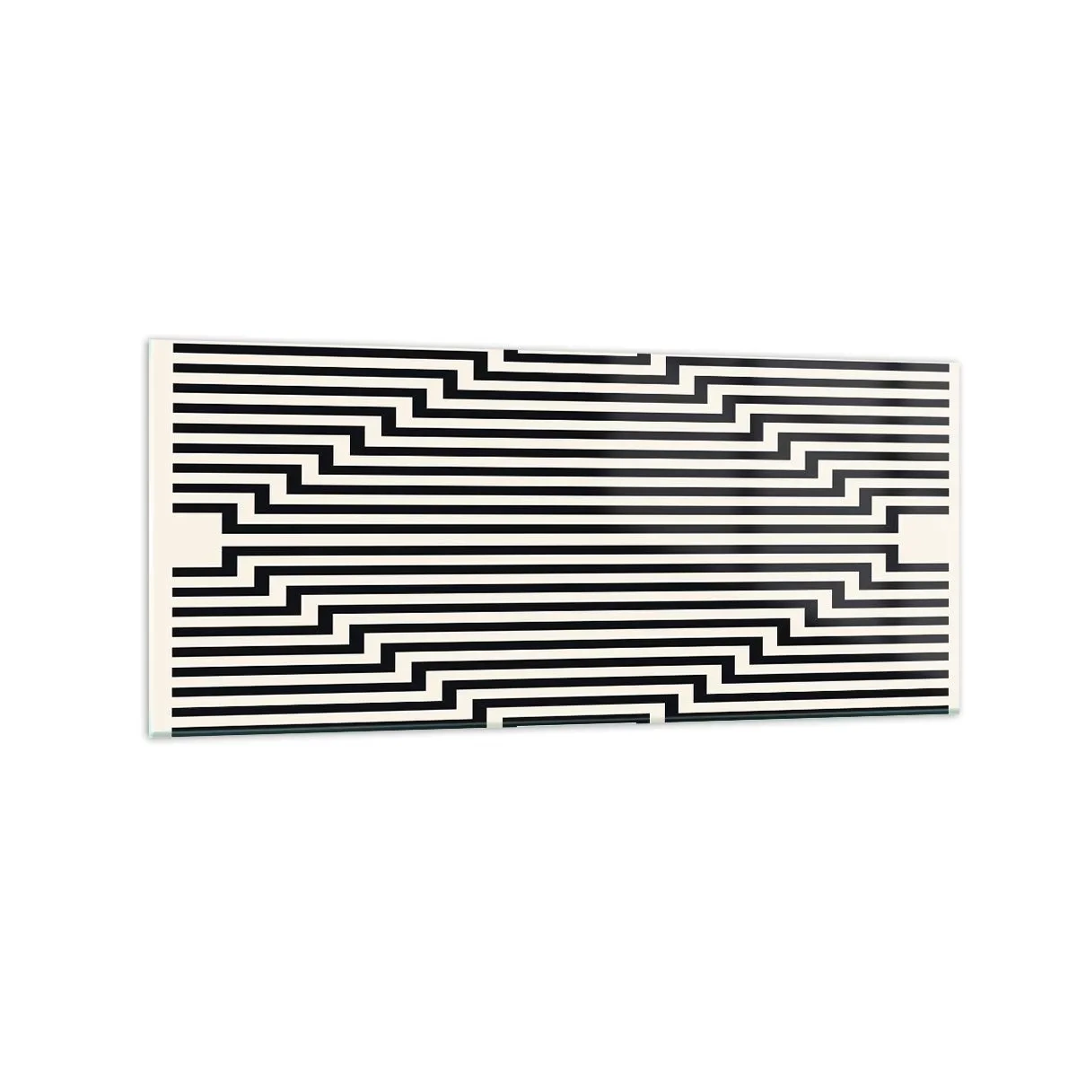 Impression sur verre - Image sur verre - Lignes noires et blanches créant un effet d'illusion géométrique - 120x50cm - Illusion géométrique - Décoration murale moderne pour le salon et la chambre ARTTOR