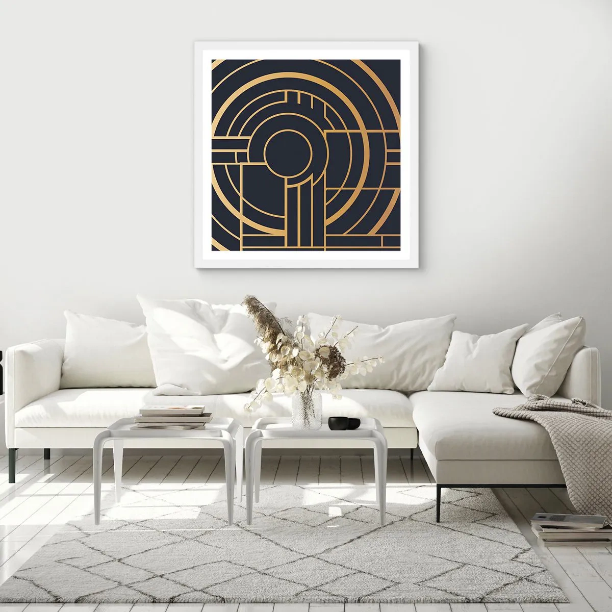 Affiche dans un cadre blanc - Poster - Rotation des éléments - 60x60 cm