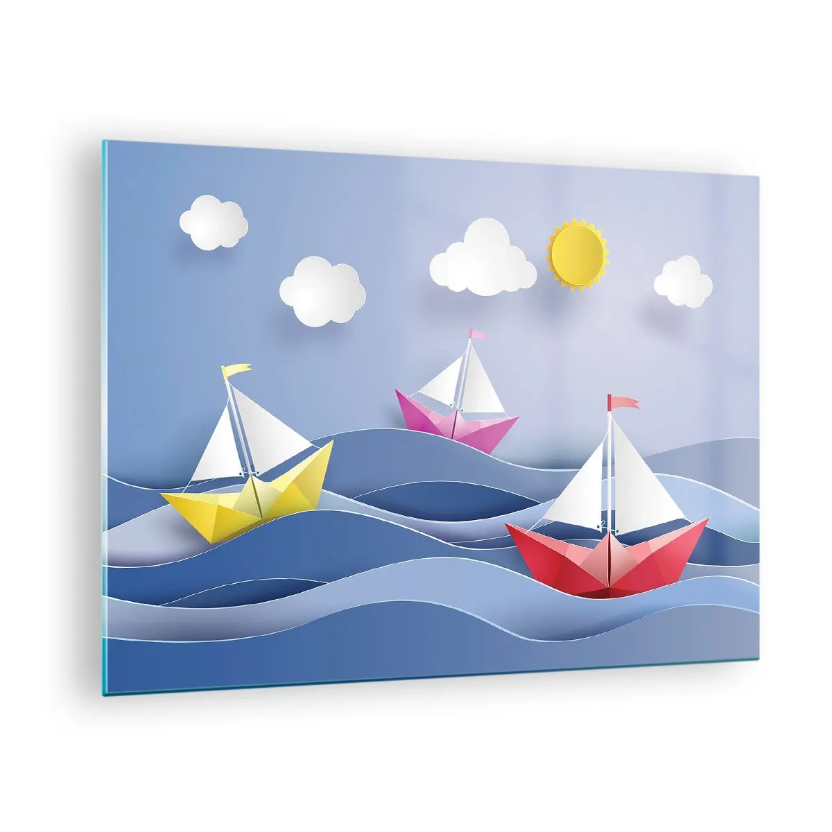 Impression sur verre - Image sur verre - Oh, comme c'est agréable de se balancer dans les vagues - 70x50cm - Ah qu'il est agréable de se balancer dans les vagues - Décoration murale moderne pour le salon et la chambre ARTTOR