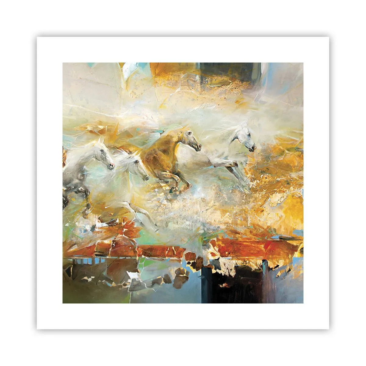 Affiche - Poster - Au galop vers la lumière - 40x40 cm