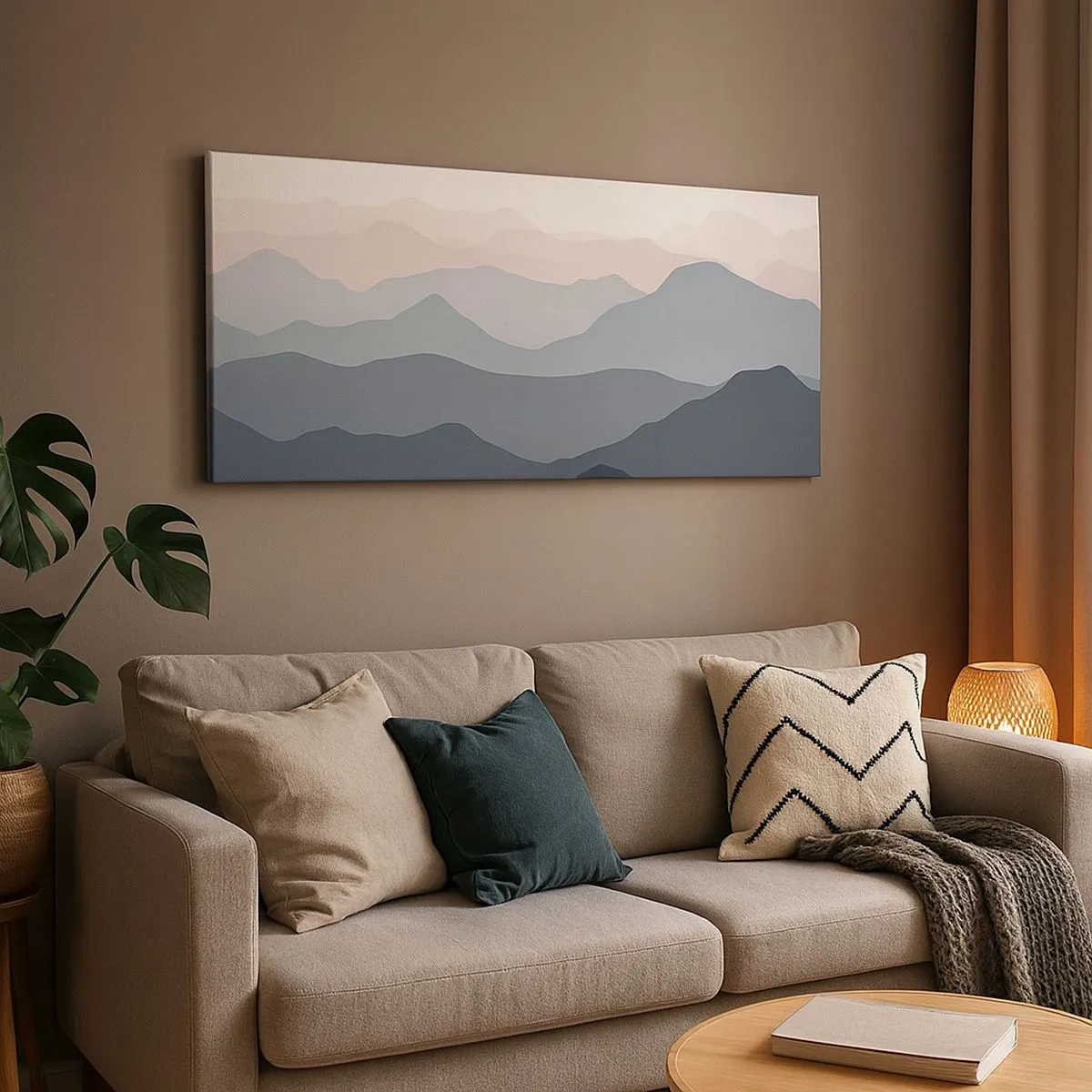 Impression sur toile - Image sur toile - Vagues de montagnes - 100x40 cm