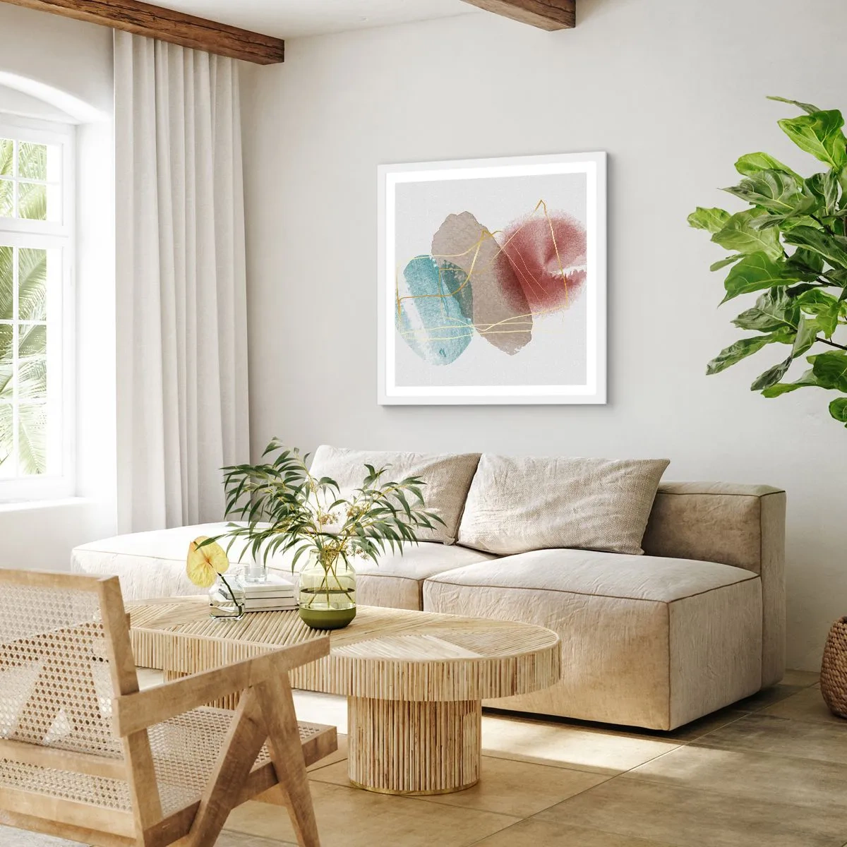 Affiche dans un cadre blanc - Poster - Coraux de l'espace - 50x50 cm