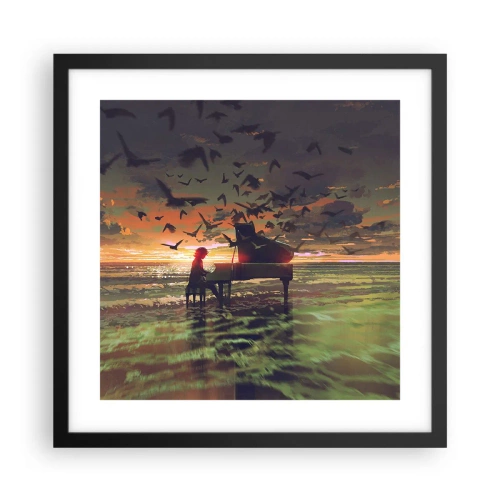 Affiche dans un cadre noir - Poster - Concert pour piano et vagues - 40x40 cm