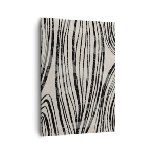 Impression sur toile - Image sur toile - Vagues abstraites dans des tons noirs et blancs - 50x70cm - Ligne de marécage - Décoration murale moderne pour le salon et la chambre ARTTOR