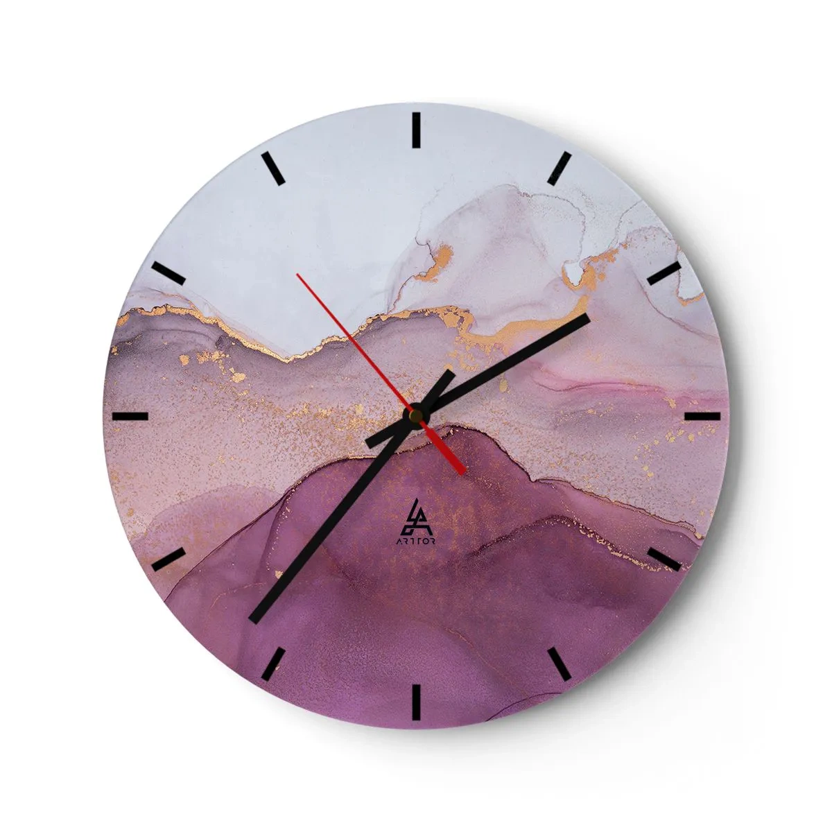 Horloge murale - Pendule murale - Vagues lilas et violettes - 40x40 cm