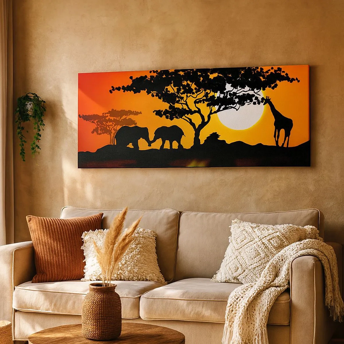 Impression sur toile - Image sur toile - Rencontre dans la savane - 100x40 cm