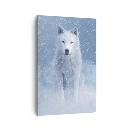 Impression sur toile - Image sur toile - Loup blanc dans un paysage enneigé - 80x120cm - Dans une âme d'hiver - Décoration murale moderne pour le salon et la chambre ARTTOR