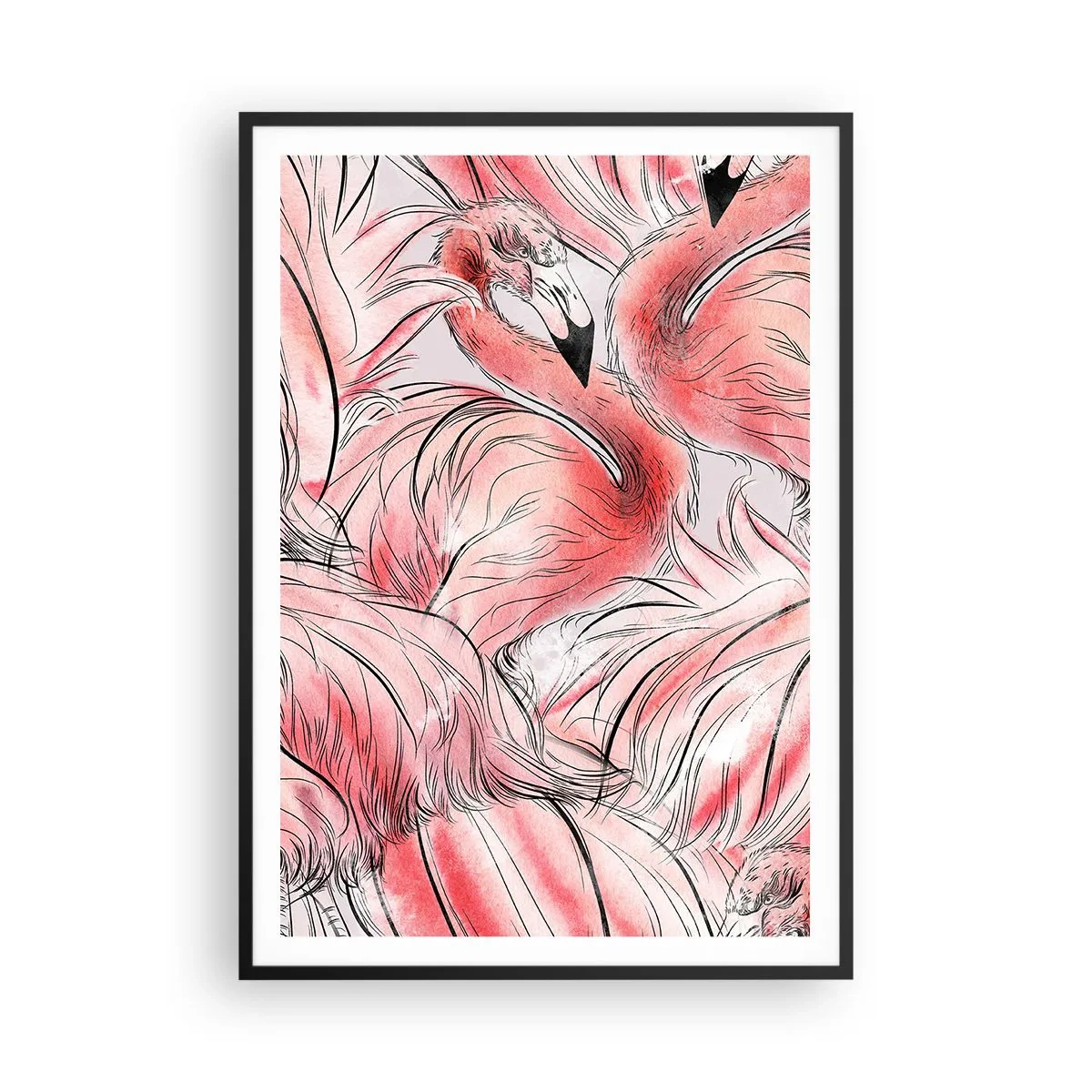 Affiche dans un cadre noir - Poster - Oiseau corps de ballet - 70x100 cm