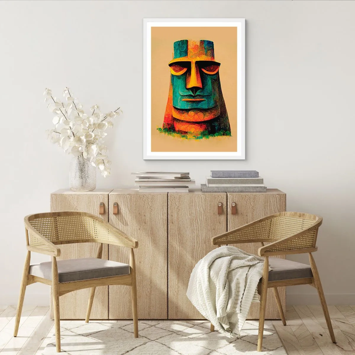 Affiche dans un cadre blanc - Poster - Statuesque et sympathique - 70x100 cm