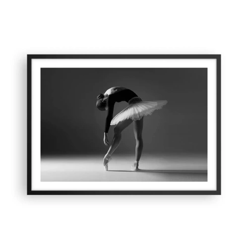 Affiche dans un cadre noir - Poster - Une ballerine dans une pose élégante sur un fond noir et blanc - 70x50cm - Belle ballerine - Décoration murale moderne pour le salon et la chambre ARTTOR
