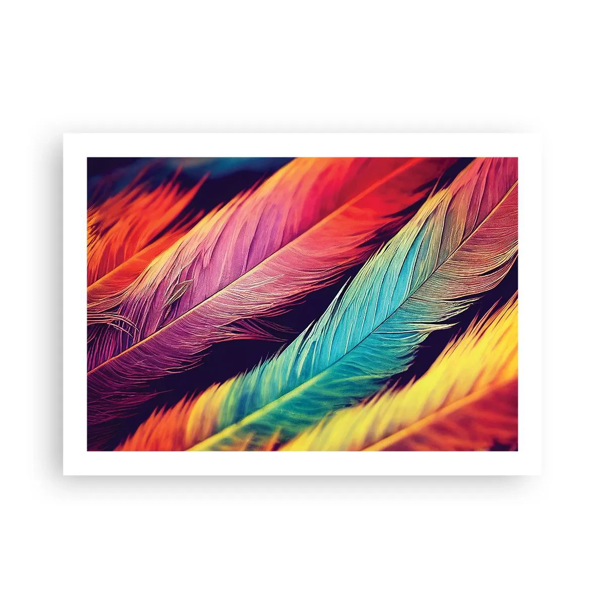Affiche - Poster - Arc-en-ciel de plumes - 70x50 cm