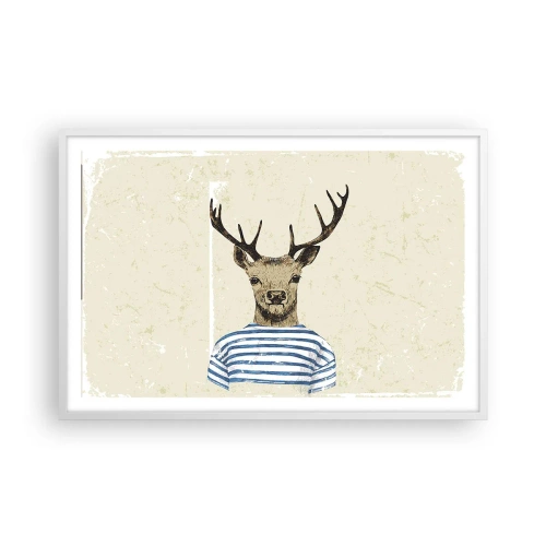 Affiche dans un cadre blanc - Poster - Parce que j'aime les chemises rayées - 91x61 cm