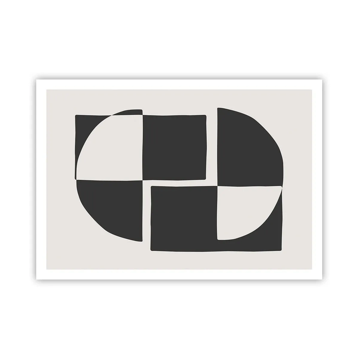 Affiche - Poster - Formes géométriques abstraites en noir et blanc - 100x70cm - Antithèse - Synthèse - Décoration murale moderne pour le salon et la chambre ARTTOR