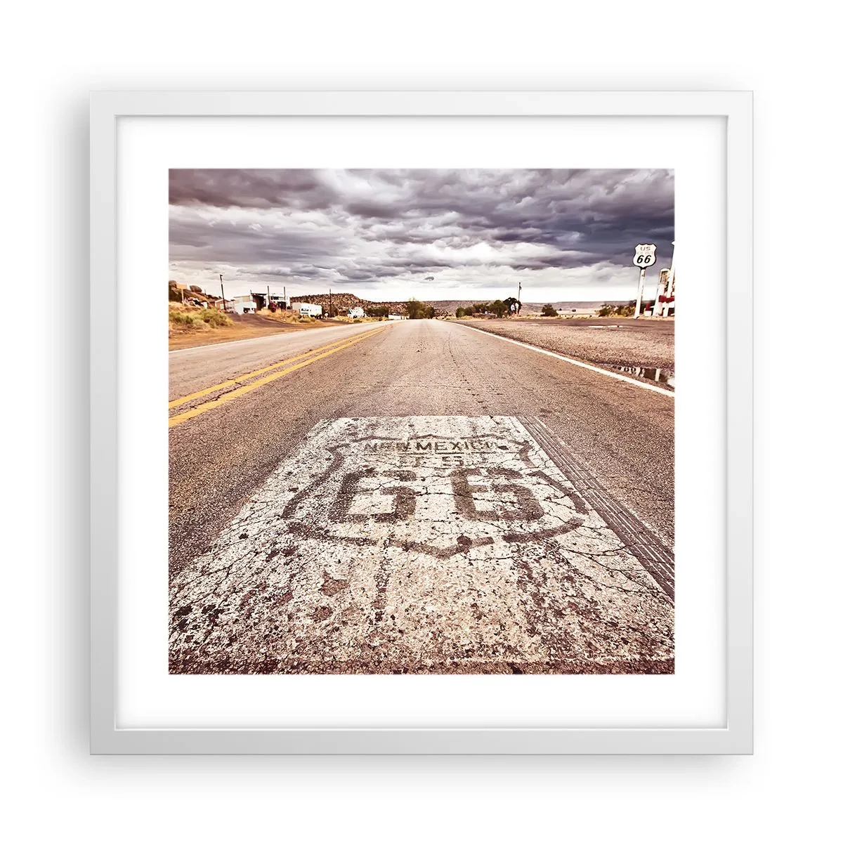 Affiche dans un cadre blanc - Poster - Mother Road - une légende américaine - 40x40 cm