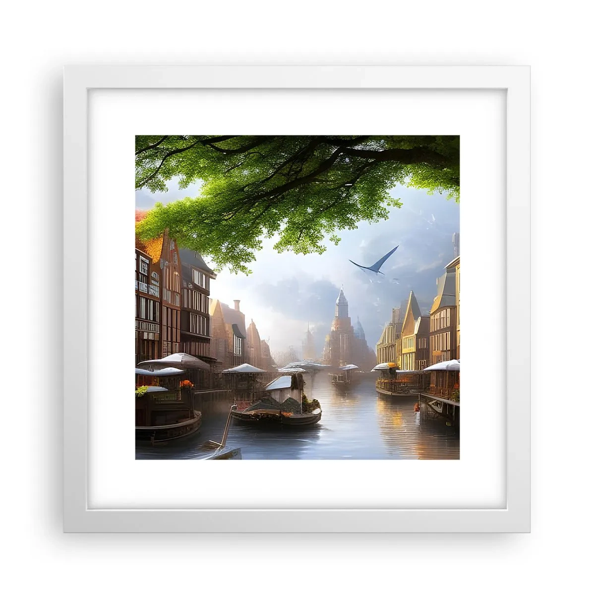 Affiche dans un cadre blanc - Poster - Paysage urbain néerlandais - 30x30 cm