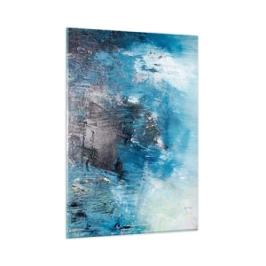 Impression sur verre - Image sur verre - Composition abstraite dans les tons de bleu - 50x70cm - Rhapsodie en bleu - Décoration murale moderne pour le salon et la chambre ARTTOR