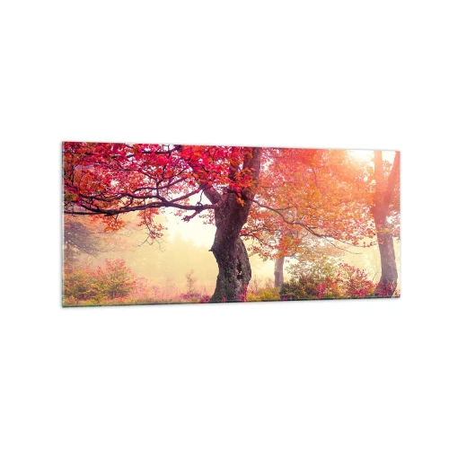Impression sur verre - Image sur verre - Paysage d'automne avec des arbres aux couleurs intenses - 120x50cm - Frénésie de floraison - Décoration murale moderne pour le salon et la chambre ARTTOR