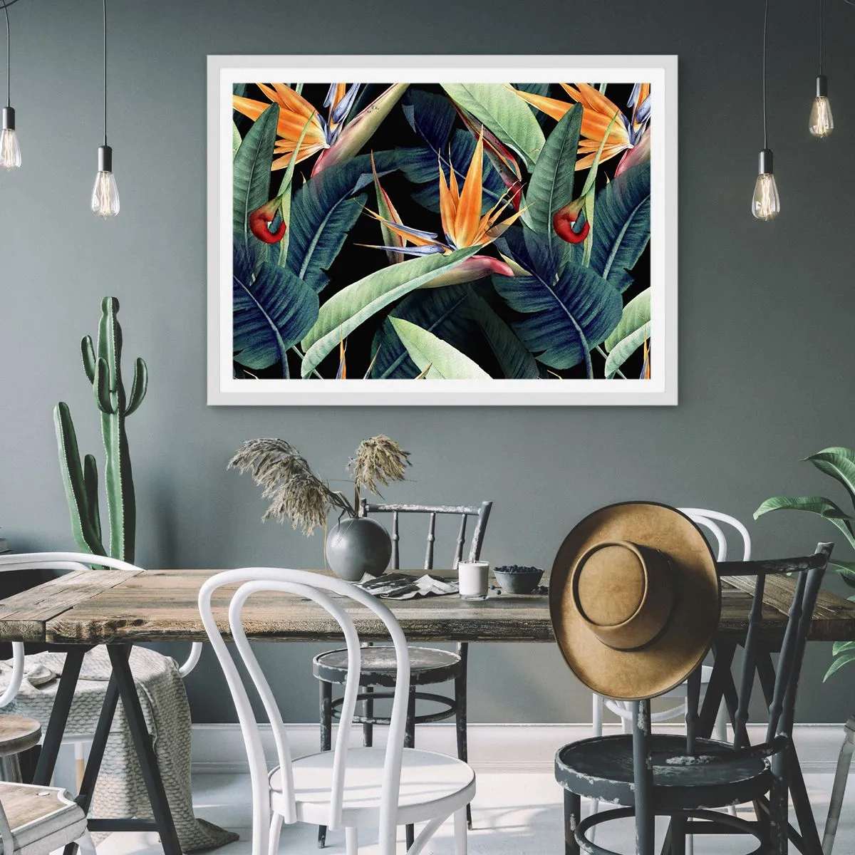 Affiche dans un cadre blanc - Poster - Fleurs flamboyantes des tropiques - 70x50 cm