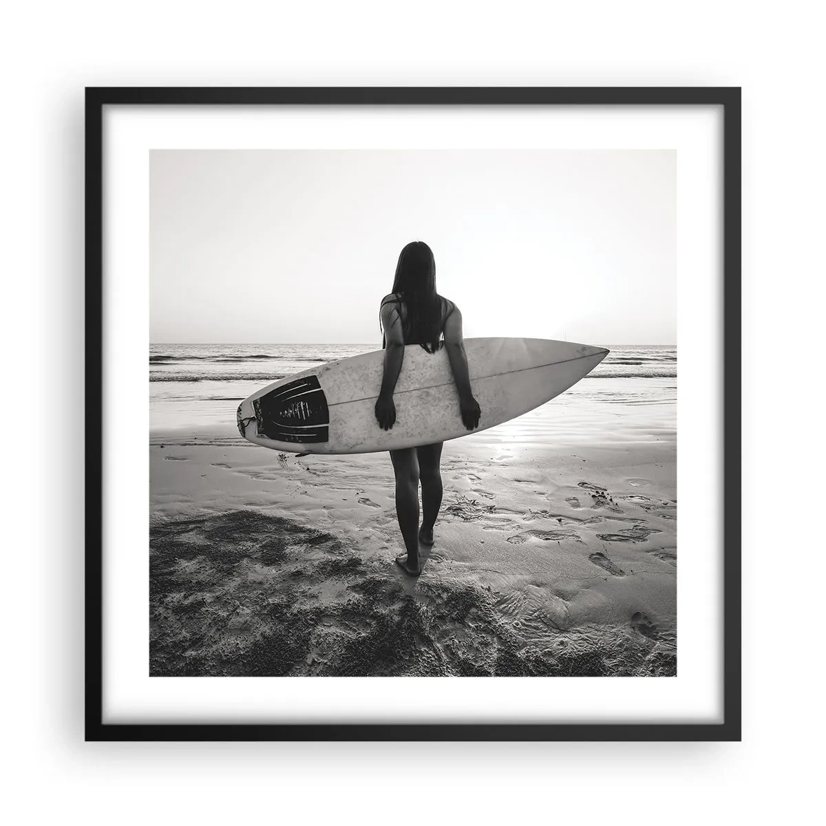 Affiche dans un cadre noir - Poster - Fille des vagues de la mer - 50x50 cm