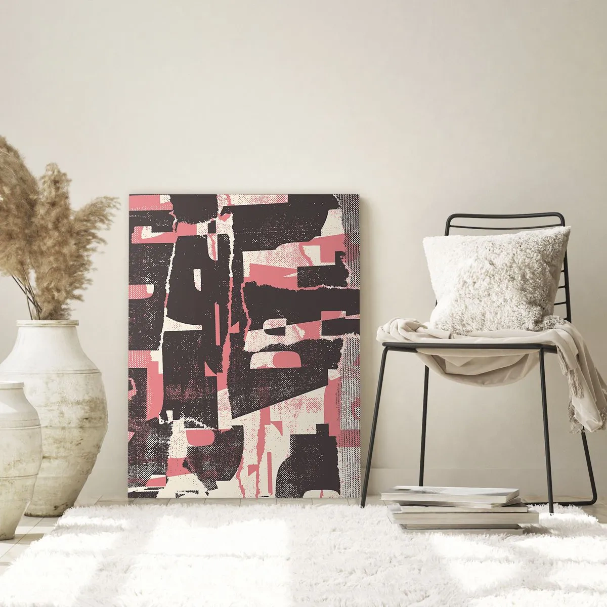 Impression sur verre - Image sur verre - Une composition abstraite dans les tons de rose et de marron. - 80x120cm - Tout ce tapage - Décoration murale moderne pour le salon et la chambre ARTTOR