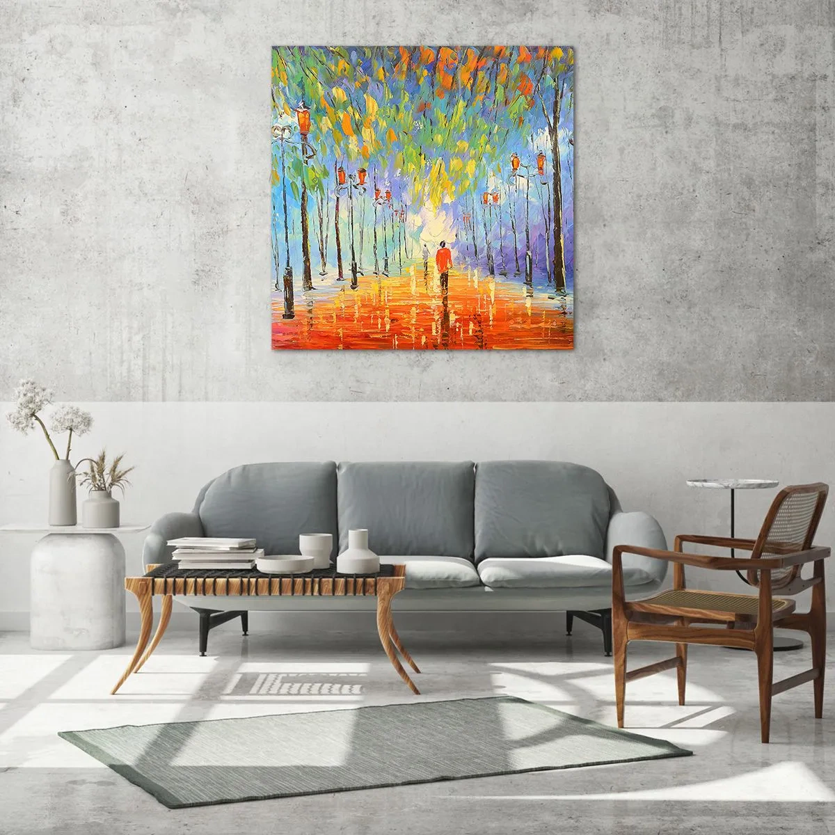 Impression sur verre - Image sur verre - Chant nocturne de la pluie - 30x30 cm