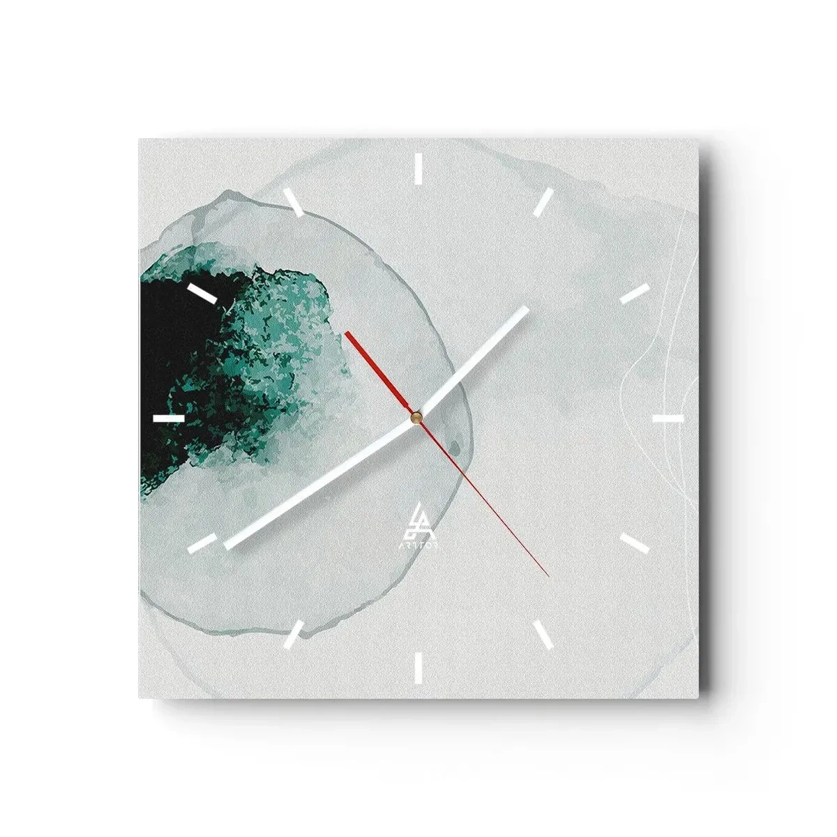Horloge murale - Pendule murale - Goutte d'eau abstraite avec des nuances de vert et de noir - 30x30cm - Dans une goutte d'eau - Décoration murale moderne pour le salon et la chambre ARTTOR