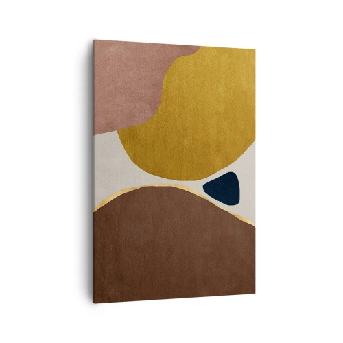 Impression sur toile - Image sur toile - Une composition abstraite avec des formes géométriques aux couleurs chaudes. - 70x100cm - L'abstraction – une place dans l'espace - Décoration murale moderne pour le salon et la chambre ARTTOR