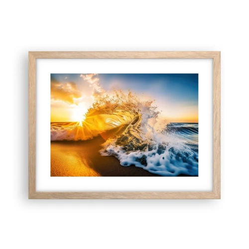 Affiche dans un chêne clair - Poster - S'amuser dans le sable - 40x30 cm