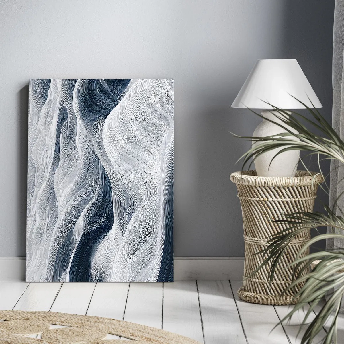 Impression sur toile - Image sur toile - Vagues blanches et bleues - 55x100 cm