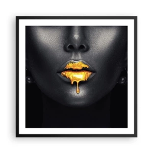 Affiche dans un cadre noir - Poster - Bouche d'or - 60x60 cm