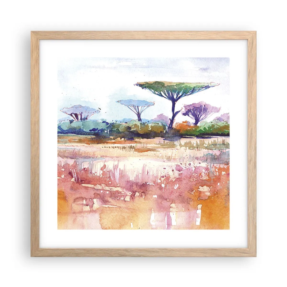 Affiche dans un chêne clair - Poster - Couleurs de savane - 40x40 cm
