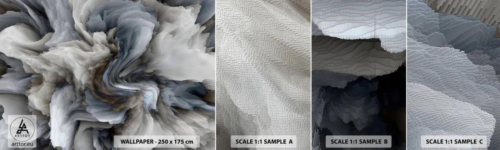 Échantillon de Papier Peint Autocollant Deluxe Sticker - Pierre et fleur - 3D, Tridimensionnel, Morceau - 100x30 cm