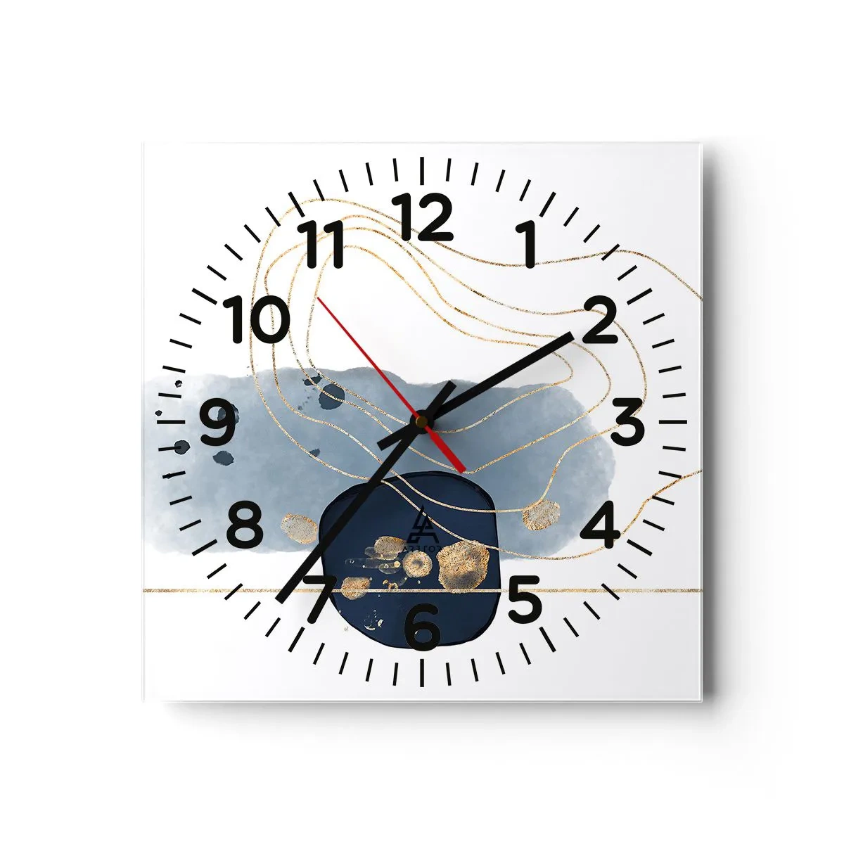 Horloge murale - Pendule murale - Fantaisie bleu et or - 40x40 cm