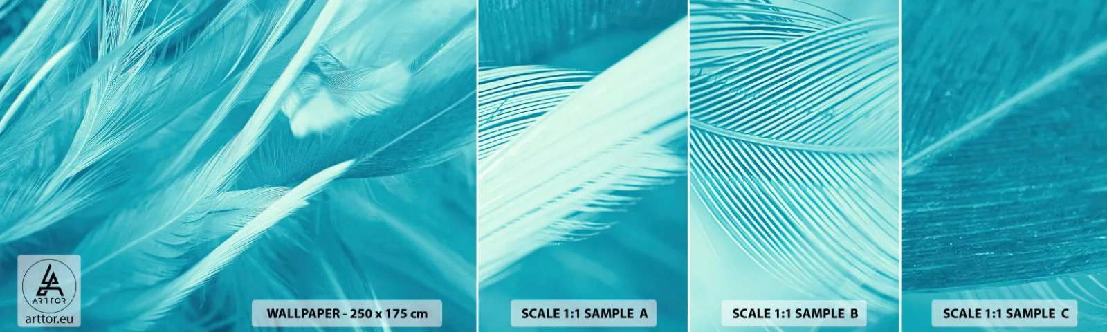 Échantillon de Papier Peint Autocollant Deluxe Sticker - Se noyer dans les plumes - Plume d'oiseau, Oiseau, Graphique - 100x30 cm