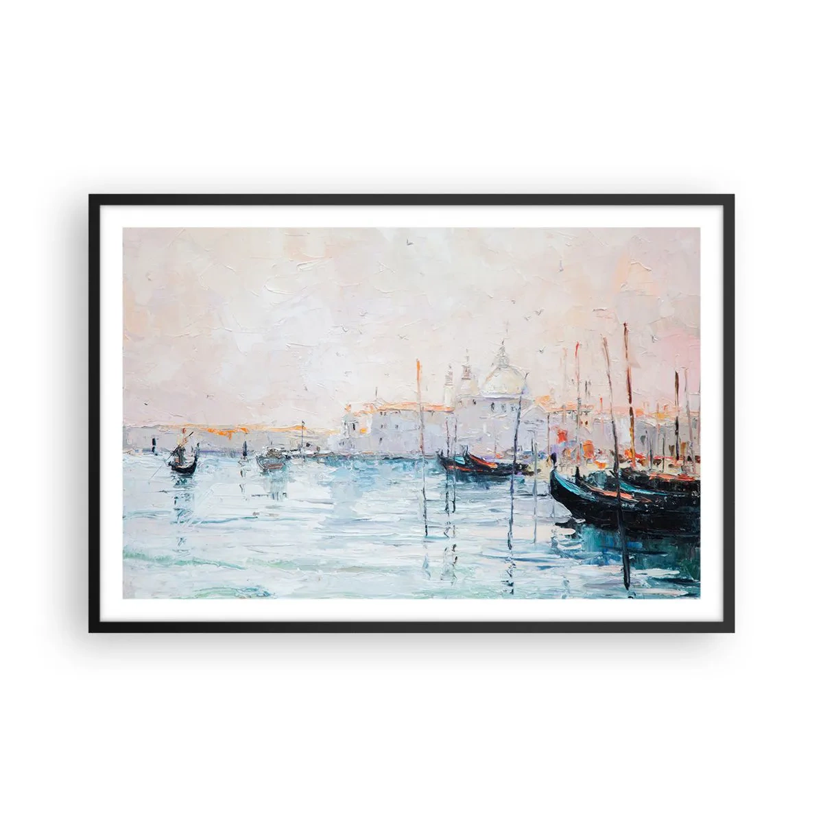 Affiche dans un cadre noir - Poster - Derrière l'eau, derrière le brouillard - 91x61 cm