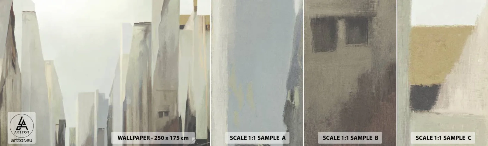 Échantillon De Papier Peint Standard Eco - Rêve de la ville - Minimaliste, Brillant, Ville - 100x30 cm