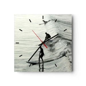 Horloge murale - Pendule murale - A la rencontre de la vague - 40x40 cm