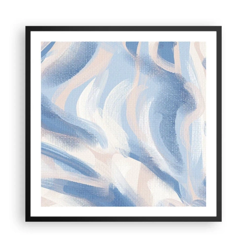 Affiche dans un cadre noir - Poster - Vagues bleues - 60x60 cm