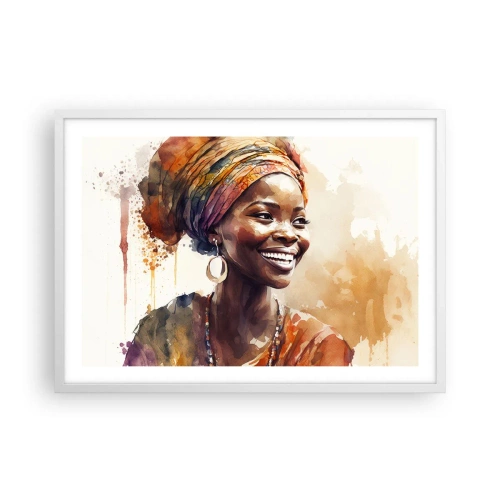 Affiche dans un cadre blanc - Poster - reine africaine - 70x50 cm