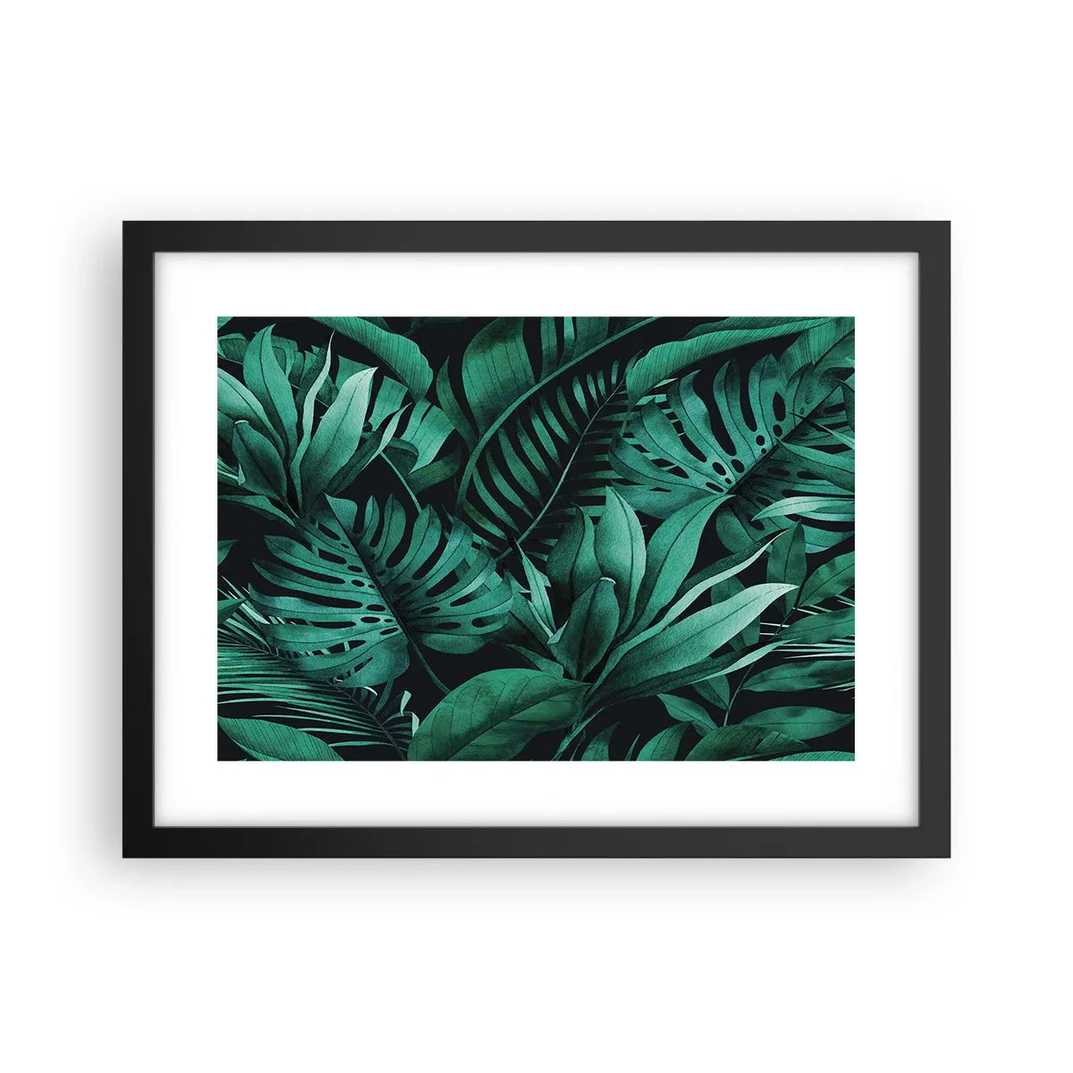 Affiche dans un cadre noir - Poster - Profondeur du vert tropical - 40x30 cm