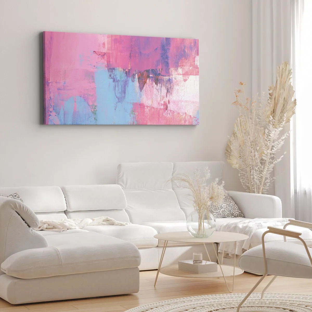 Impression sur toile - Image sur toile - Du rose, du bleu et une pincée de lumière - 100x40 cm
